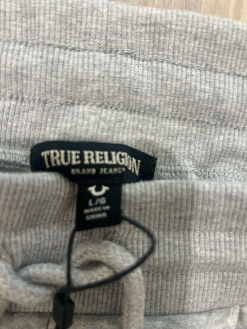 True Religion Gray Flared Sweatpants with Pink Script - Picture 3 of 6